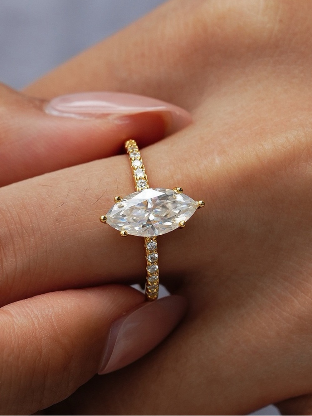 Brand New 3CT East-West Marquise CZ Ring in 14K Gold Filled S925 (Size 6)